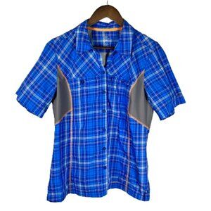 Cabelas Womens XPG Outdoor Plaid Button Up Shirt Size M Nylon Hiking Gorpcore